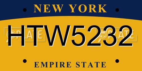 HTW5232 New York License Plate