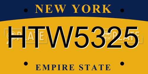 HTW5325 New York License Plate