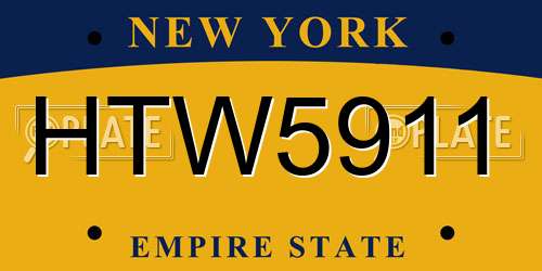 HTW5911 New York License Plate