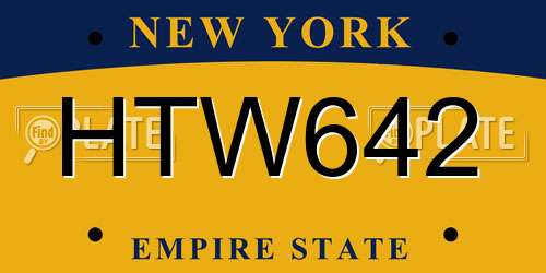HTW642 New York License Plate