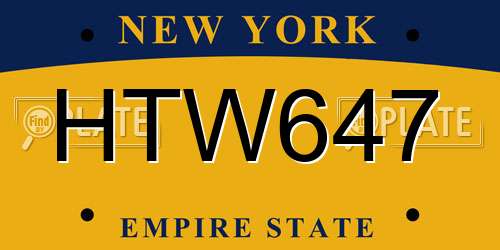 HTW647 New York License Plate