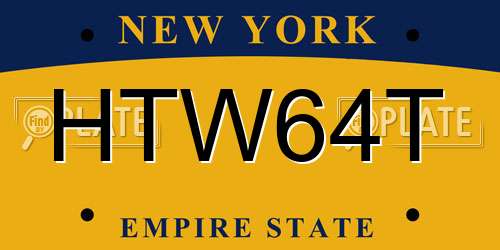 HTW64T New York License Plate