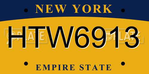 HTW6913 New York License Plate