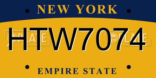 HTW7074 New York License Plate