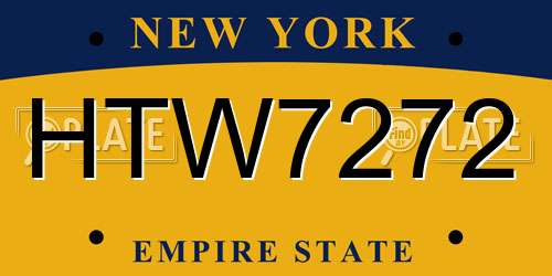 HTW7272 New York License Plate