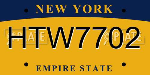 HTW7702 New York License Plate