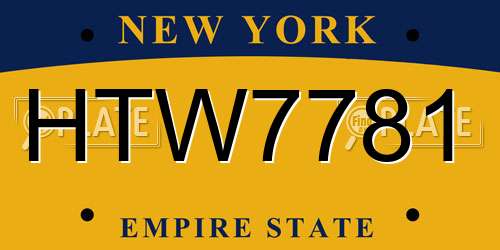 HTW7781 New York License Plate