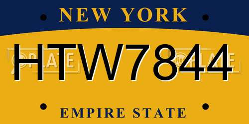 HTW7844 New York License Plate