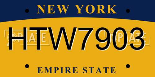 HTW7903 New York License Plate