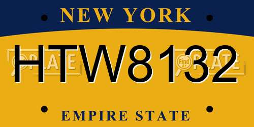 HTW8132 New York License Plate