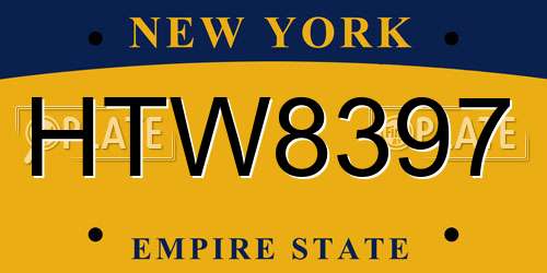 HTW8397 New York License Plate