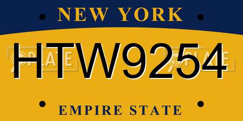 HTW9254 New York License Plate