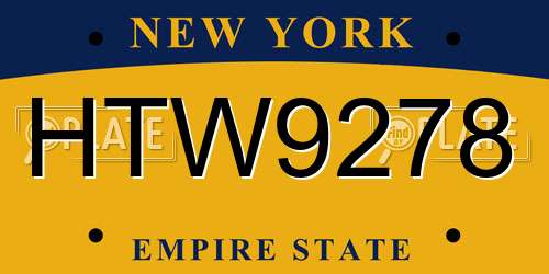 HTW9278 New York License Plate