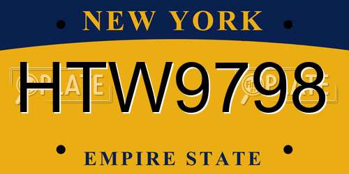 HTW9798 New York License Plate