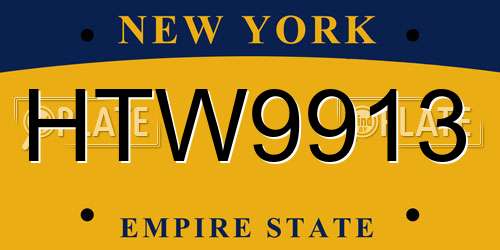HTW9913 New York License Plate
