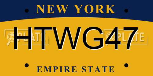 HTWG47 New York License Plate