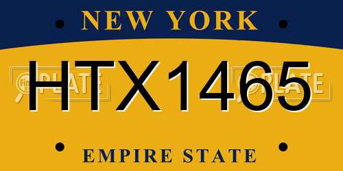 HTX1465 New York License Plate