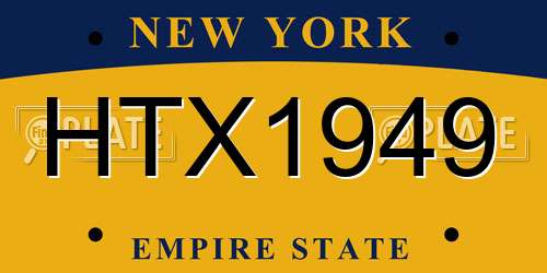 HTX1949 New York License Plate