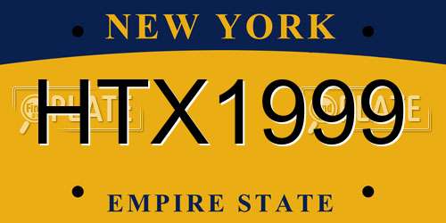 HTX1999 New York License Plate