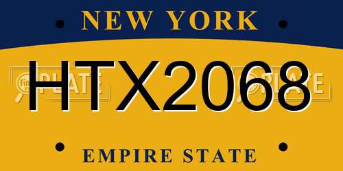 HTX2068 New York License Plate