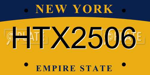 HTX2506 New York License Plate