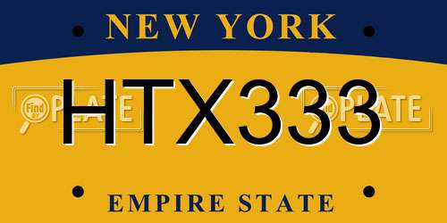 HTX333 New York License Plate