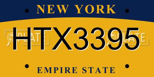 HTX3395 New York License Plate