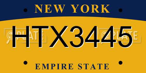 HTX3445 New York License Plate
