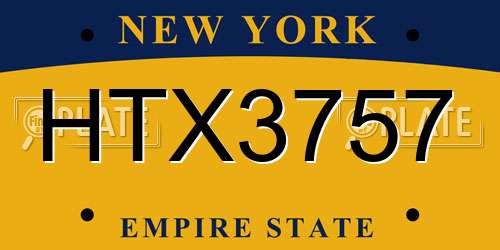 HTX3757 New York License Plate
