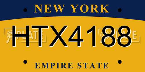 HTX4188 New York License Plate