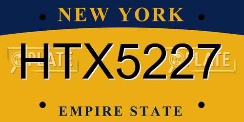 HTX5227 New York License Plate
