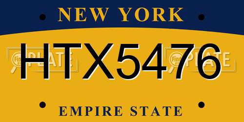 HTX5476 New York License Plate