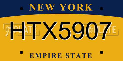 HTX5907 New York License Plate