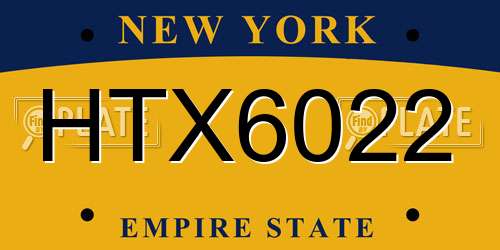 HTX6022 New York License Plate