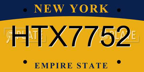 HTX7752 New York License Plate