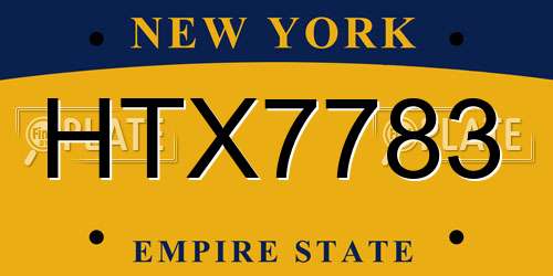 HTX7783 New York License Plate