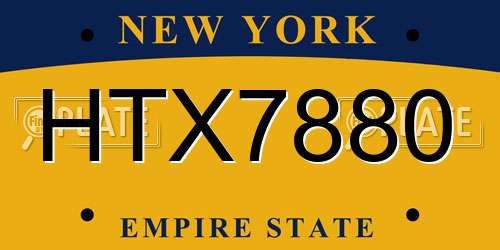HTX7880 New York License Plate