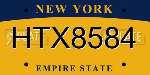 HTX8584 New York License Plate