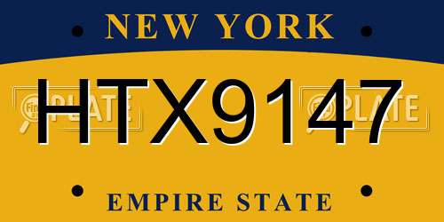 HTX9147 New York License Plate