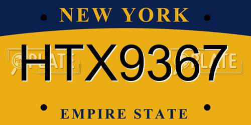HTX9367 New York License Plate