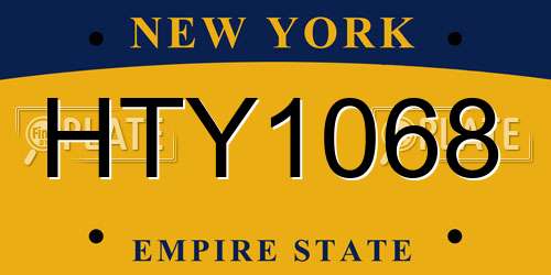 HTY1068 New York License Plate