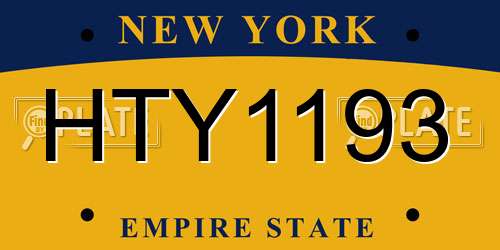 HTY1193 New York License Plate