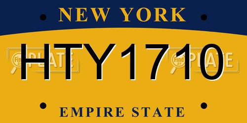 HTY1710 New York License Plate
