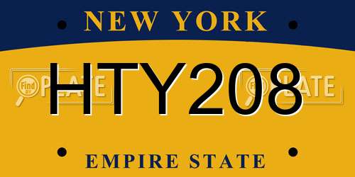 HTY208 New York License Plate