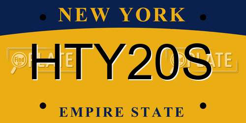 HTY20S New York License Plate