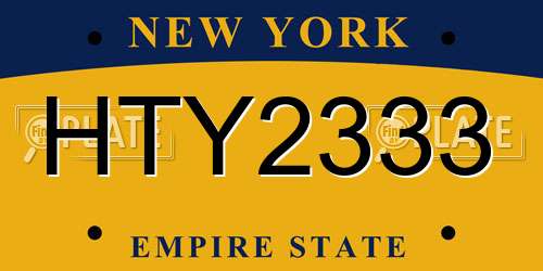 HTY2333 New York License Plate