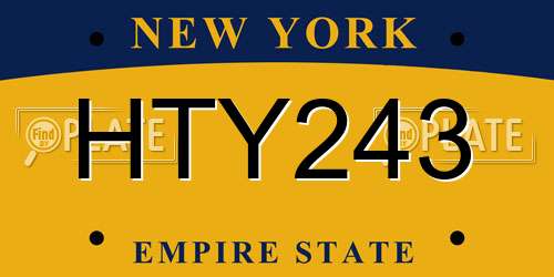 HTY243 New York License Plate