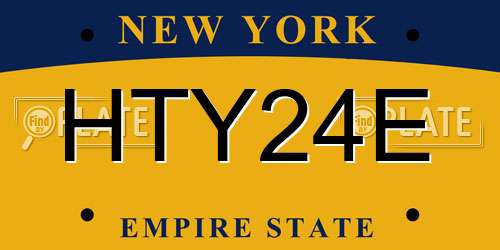 HTY24E New York License Plate