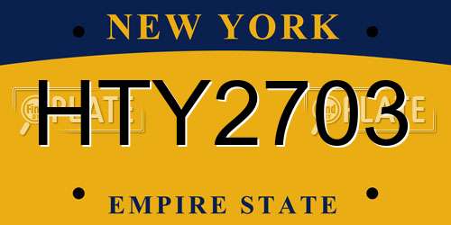 HTY2703 New York License Plate