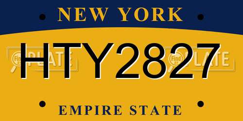 HTY2827 New York License Plate
